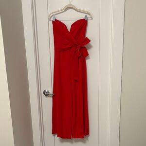 Astr Red Strapless Jumpsuit with Bow